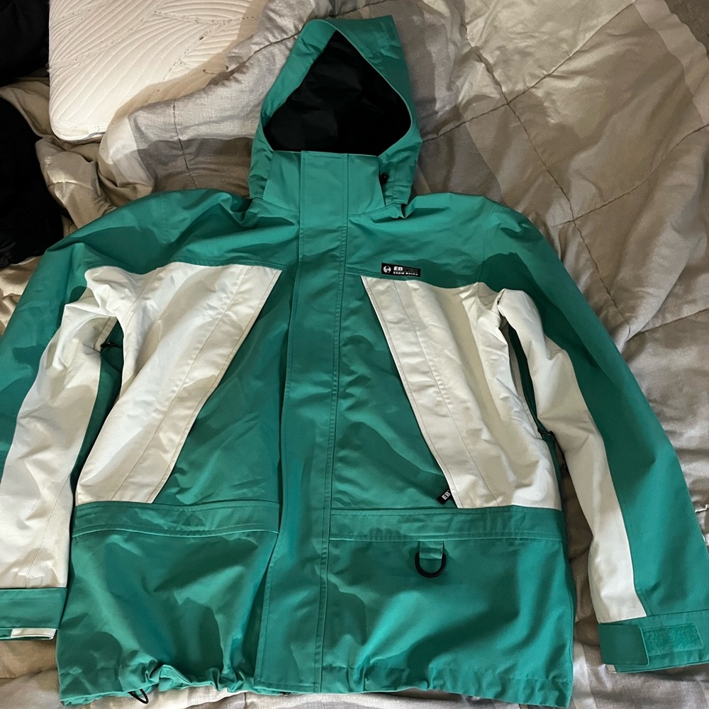 Eddie Bauer Teal and White Raincoat